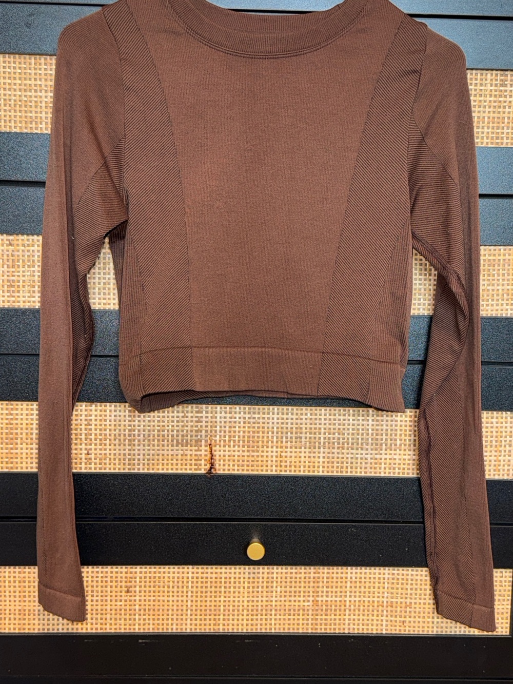 Target Brown Ribbed Long-Sleeve Crop Top
